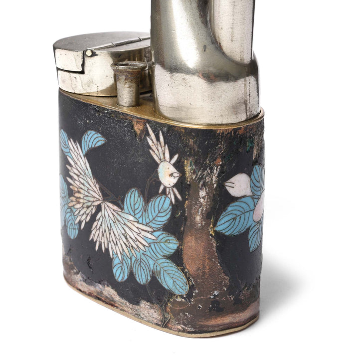 Angled View Of Cloisonne & Paktong Chinese Water Pipe - Ca 1850 | Indigo Antiques