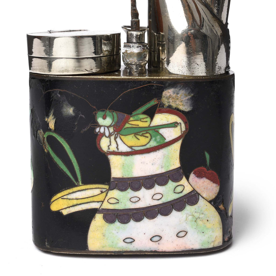 Detail From Antique Cloisonne & Paktong Chinese Water Pipe - Ca 1900 | Indigo Antiques