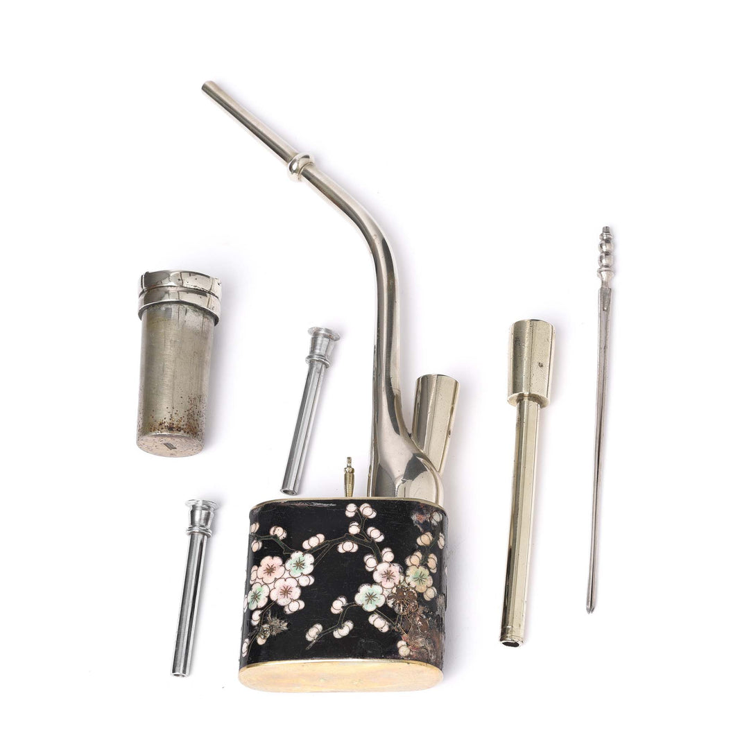 Deconstructed Antique Cloisonne & Paktong Chinese Water Pipe - Ca 1900 | Indigo Antiques