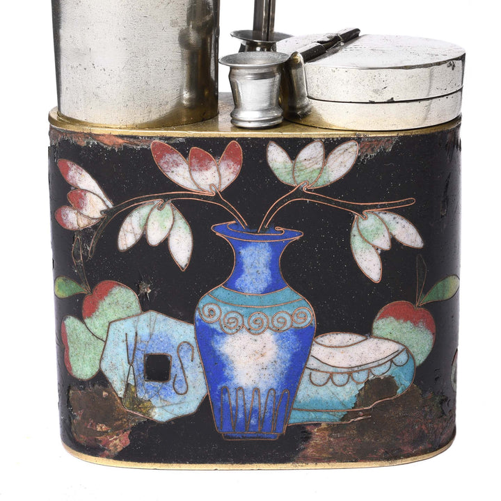 Detail From Cloisonne & Paktong Chinese Water Pipe - Ca 1900 | Indigo Antiques