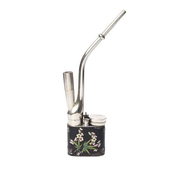 Cloisonne & Paktong Chinese Water Pipe - Ca 1900