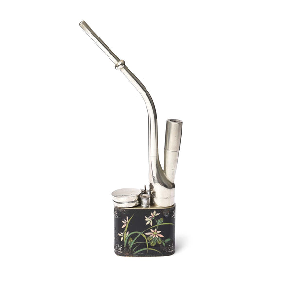Cloisonne & Paktong Chinese Water Pipe - Ca 1900