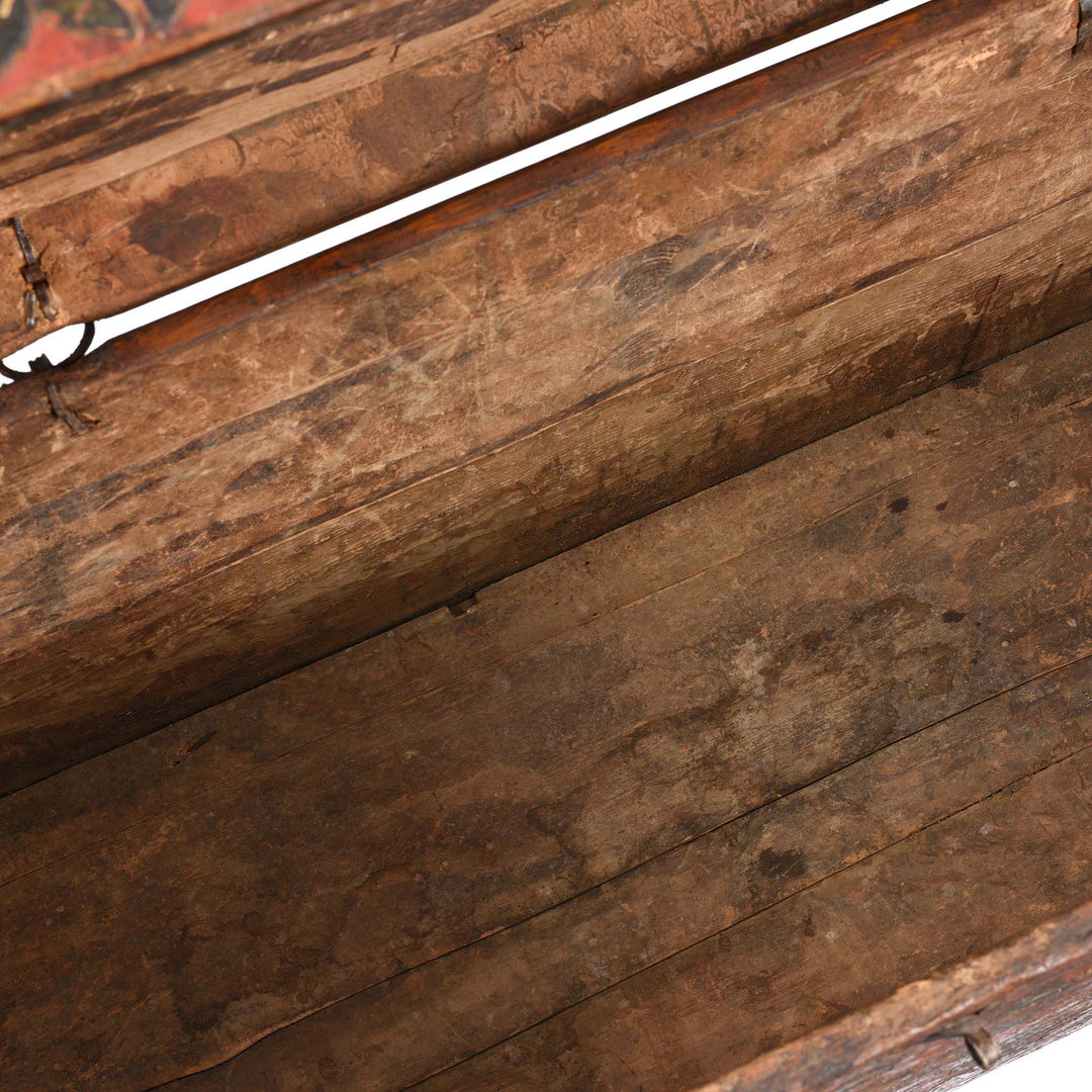 Interior Of Painted Tibetan 'Double Dragon' Storage Chest - 17thC | Indigo Antiques