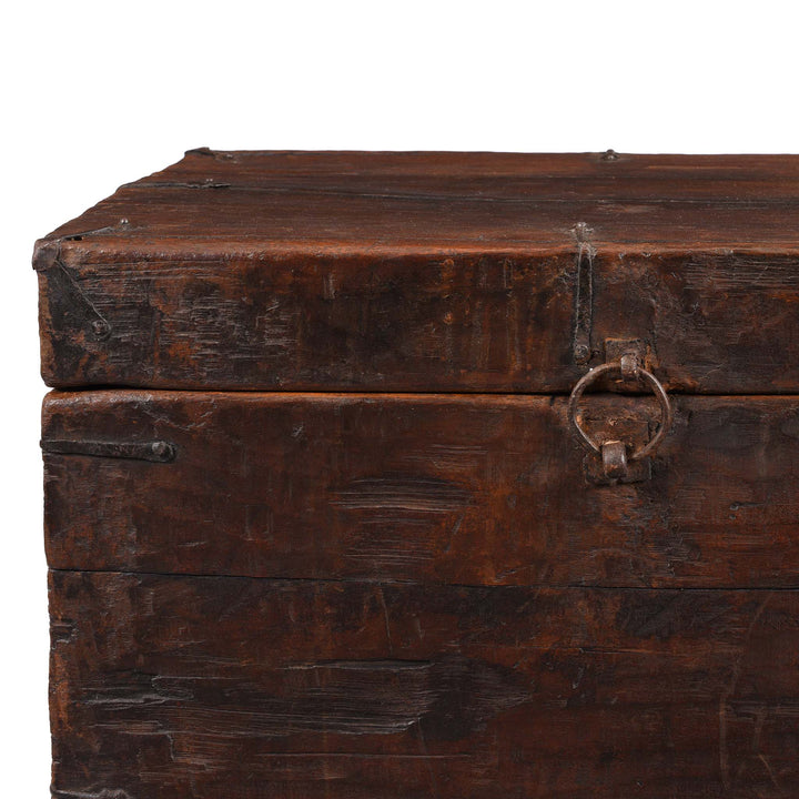 Detail From Reverse Of Painted Tibetan 'Double Dragon' Storage Chest - 17thC | Indigo Antiques