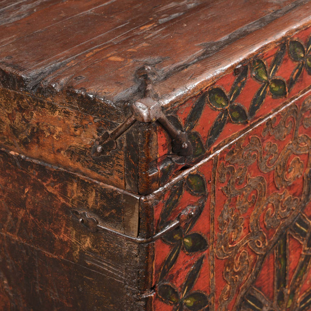 Antique Painted Tibetan 'Double Dragon' Storage Chest - 17thC | Indigo Antiques