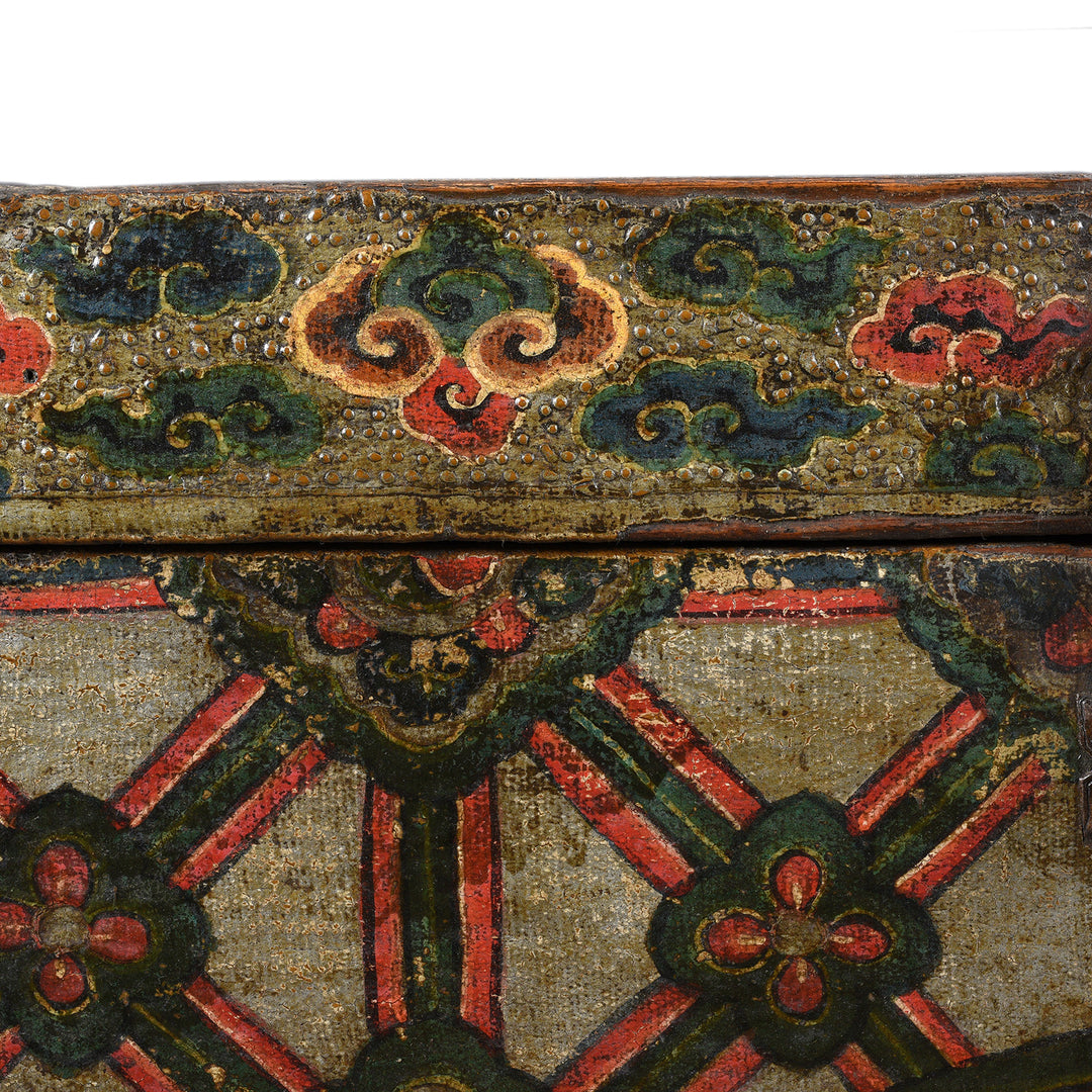 Cloud Details From Antique Painted Tibetan 'Dragon' Storage Chest - 18thC | Indigo Antiques