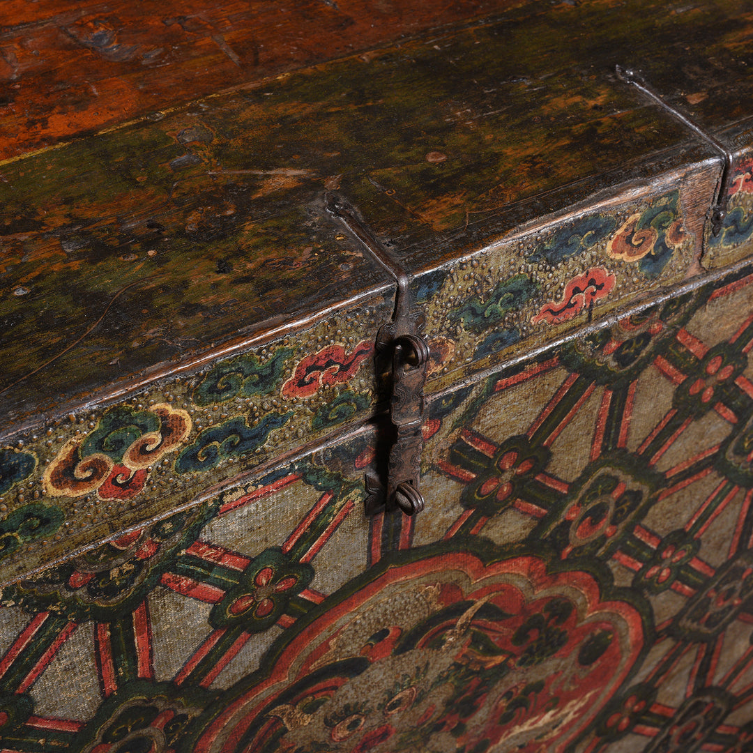 Latch Detail From Antique Painted Tibetan 'Dragon' Storage Chest - 18thC | Indigo Antiques