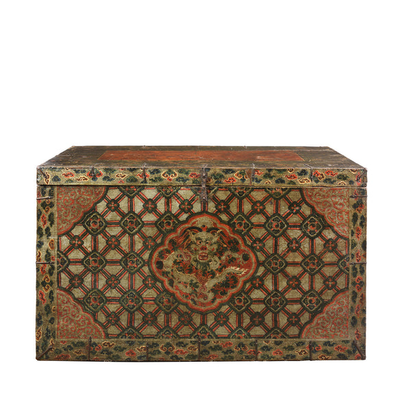 Silvered Tibetan Dragon Storage Chest - 18thC
