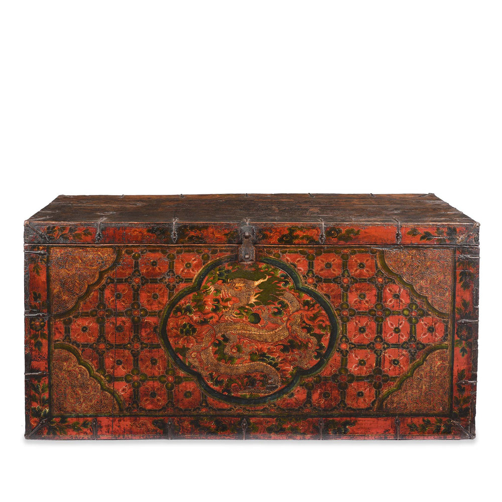 Painted Tibetan 'Dragon' Storage Chest - 18thC | Indigo Antiques