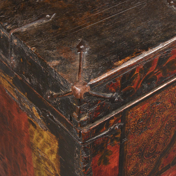Painted Tibetan 'Dragon' Storage Chest - 18thC