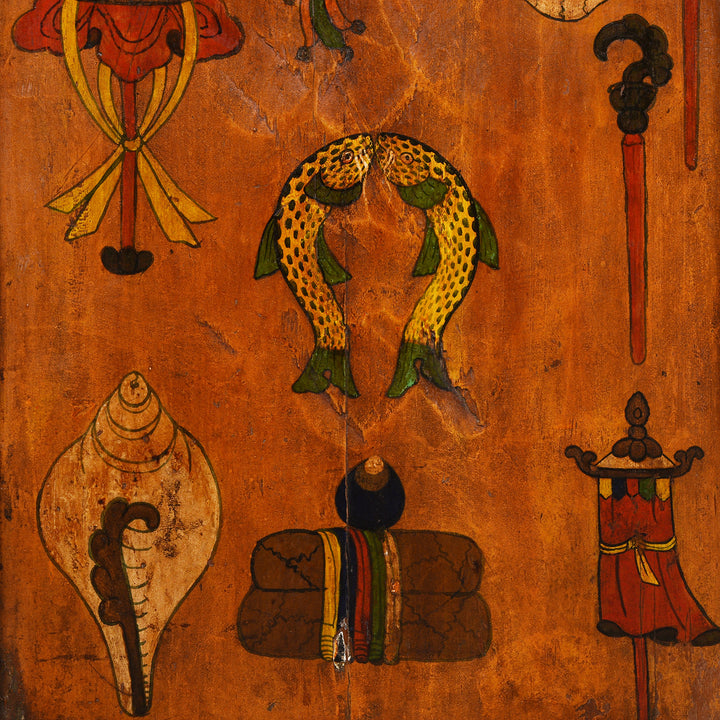 Paintwork Detail From Painted Tibetan Torgam Offering Cabinet - 19thC | Indigo Antiques