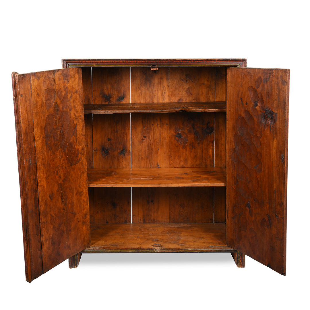 Open Doors View Of Painted Tibetan Torgam Offering Cabinet - 19thC | Indigo Antiques