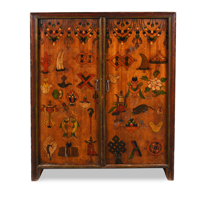 Painted Tibetan Torgam Offering Cabinet - 19thC | Indigo Antiques