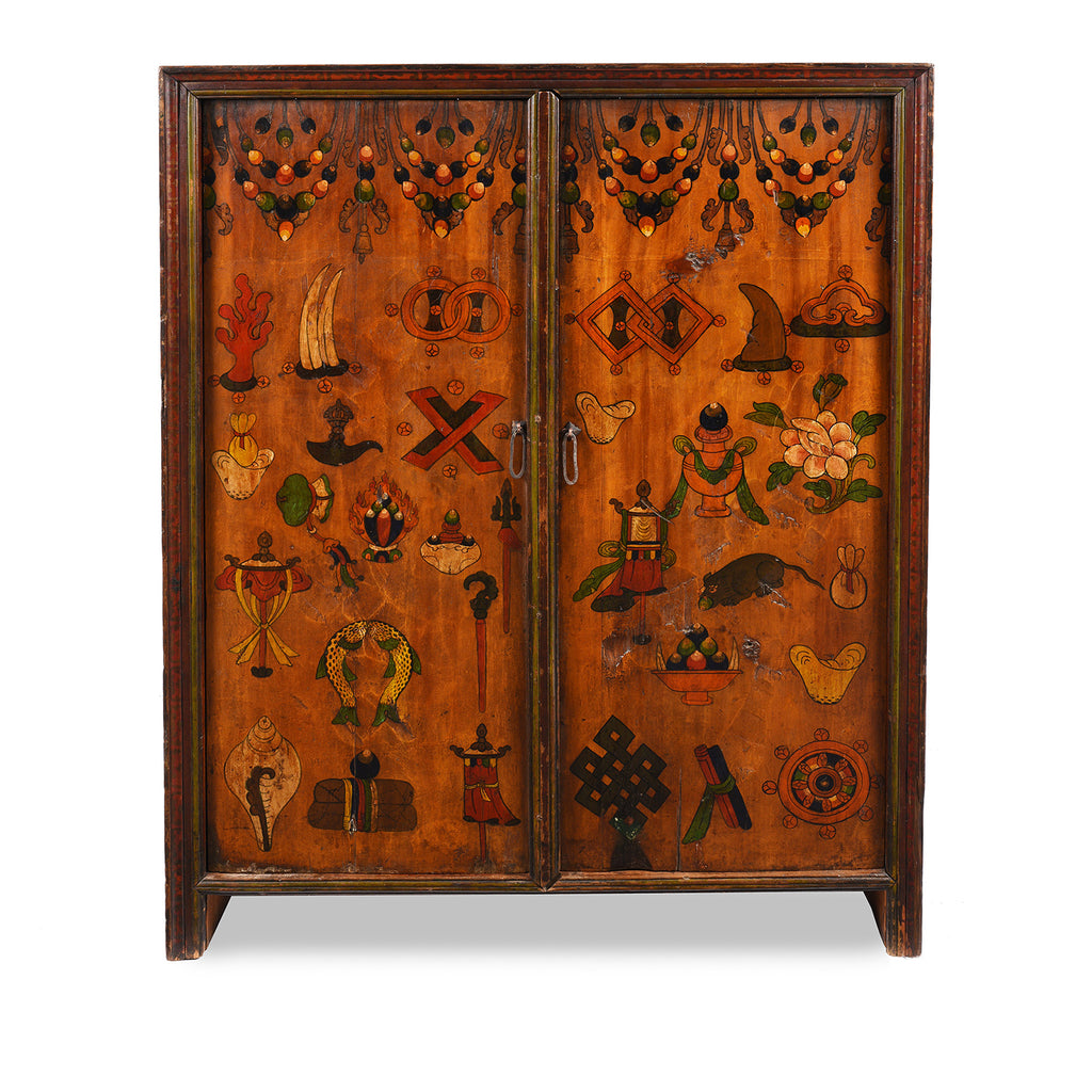 Painted Tibetan Torgam Offering Cabinet - 19thC