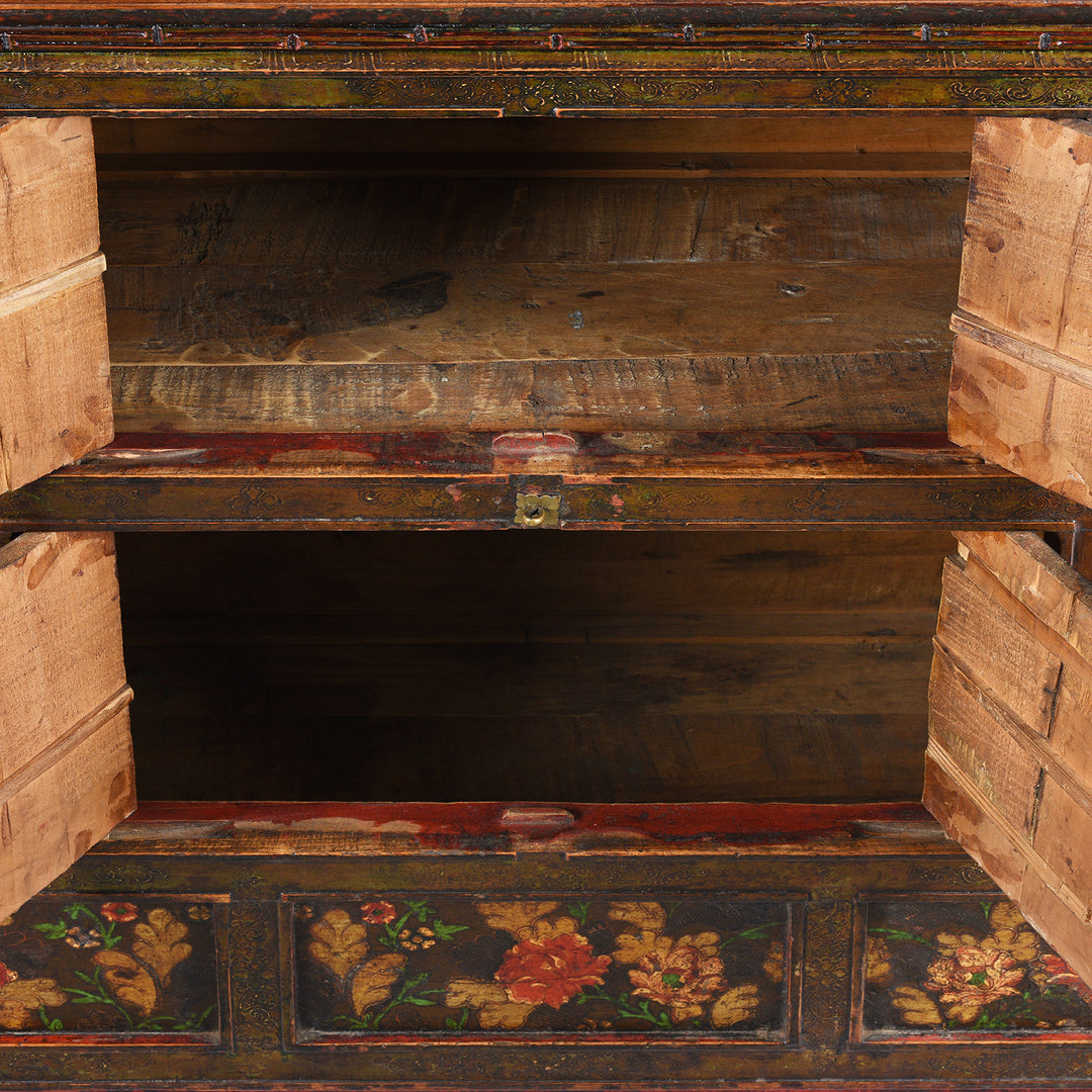 Interior Of Antique Painted Tibetan Altar Cabinet - 18th Century | Indigo Antiques