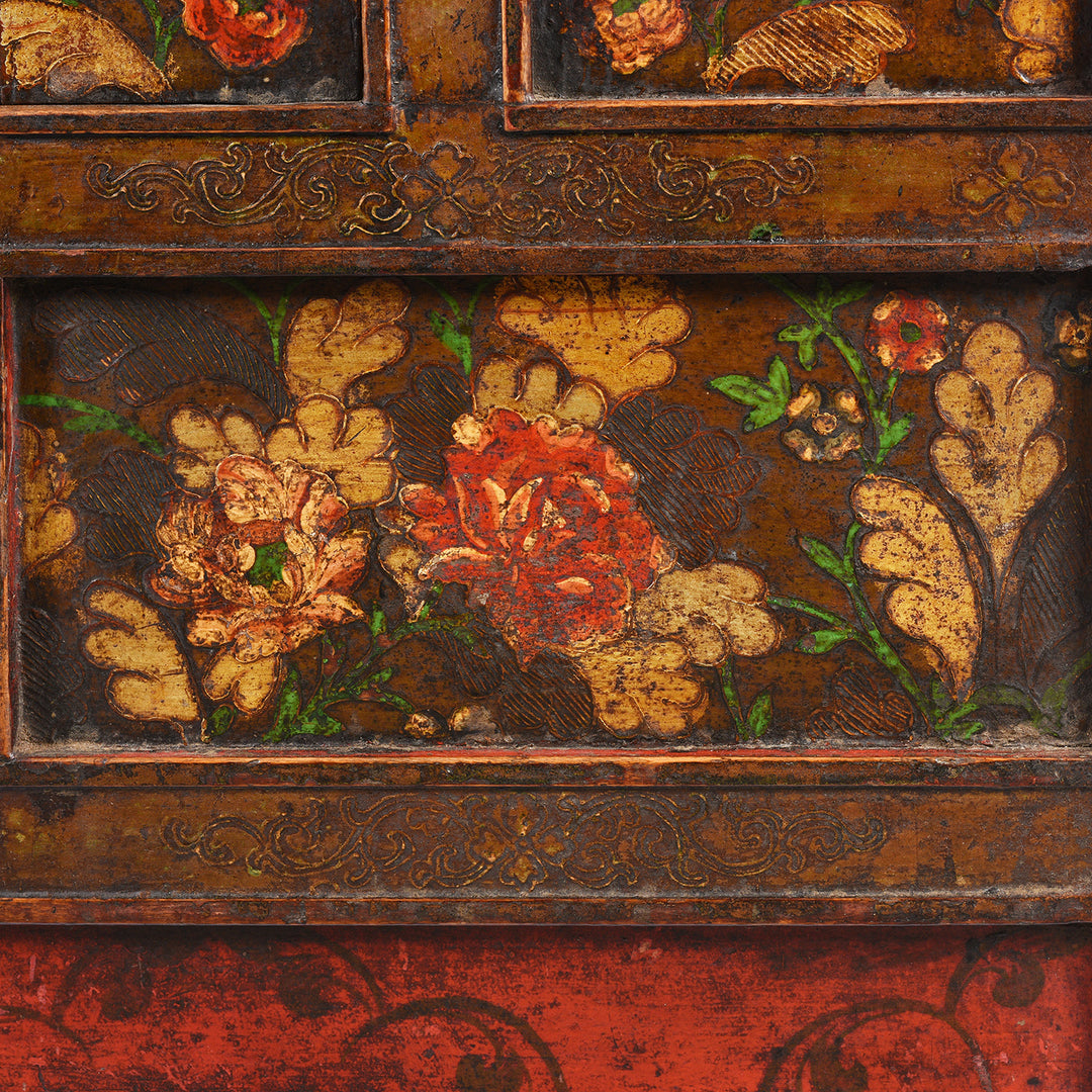 Detail From Antique Painted Tibetan Altar Cabinet - 18th Century | Indigo Antiques