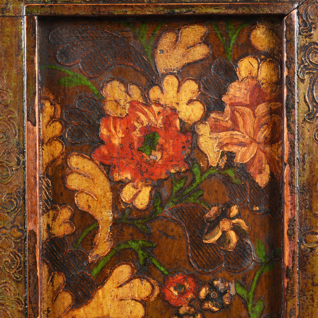 Painting Detail From Antique Painted Tibetan Altar Cabinet - 18th Century | Indigo Antiques