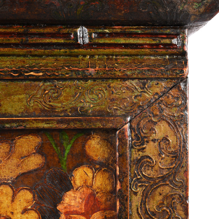 Detail From Antique Painted Tibetan Altar Cabinet - 18th Century | Indigo Antiques
