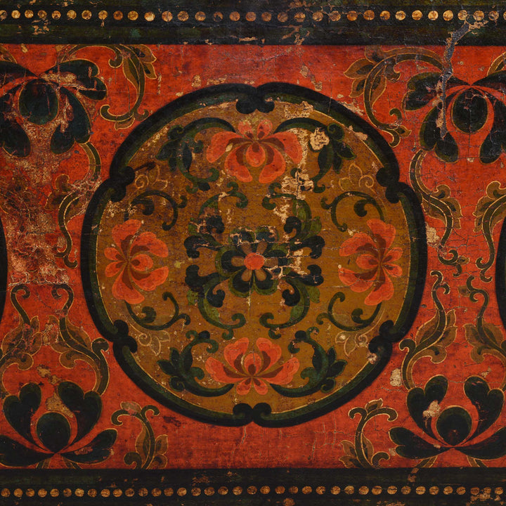 Paintwork Detail From Painted Tibetan 'Floral' Storage Chest - 18thC | Indigo Antiques