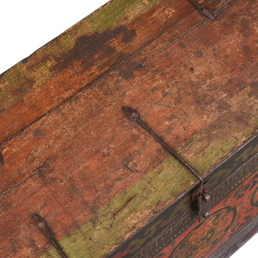 Top Of Painted Tibetan 'Floral' Storage Chest - 18thC | Indigo Antiques