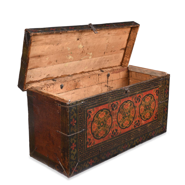 Open View From Painted Tibetan 'Floral' Storage Chest - 18thC | Indigo Antiques