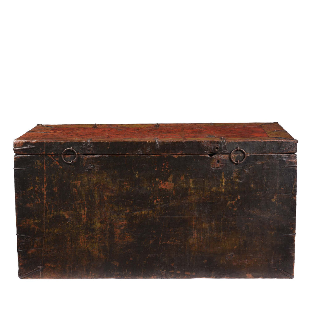 Reverse Of Painted Tibetan 'Double Dragon' Storage Chest - 17thC | Indigo Antiques