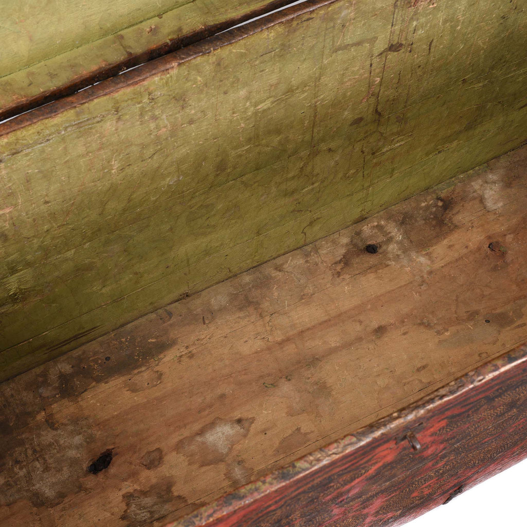 Interior Of Painted Tibetan 'Double Dragon' Storage Chest - 17thC | Indigo Antiques