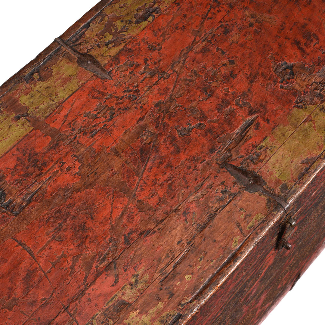 Surface Of Painted Tibetan 'Double Dragon' Storage Chest - 17thC | Indigo Antiques