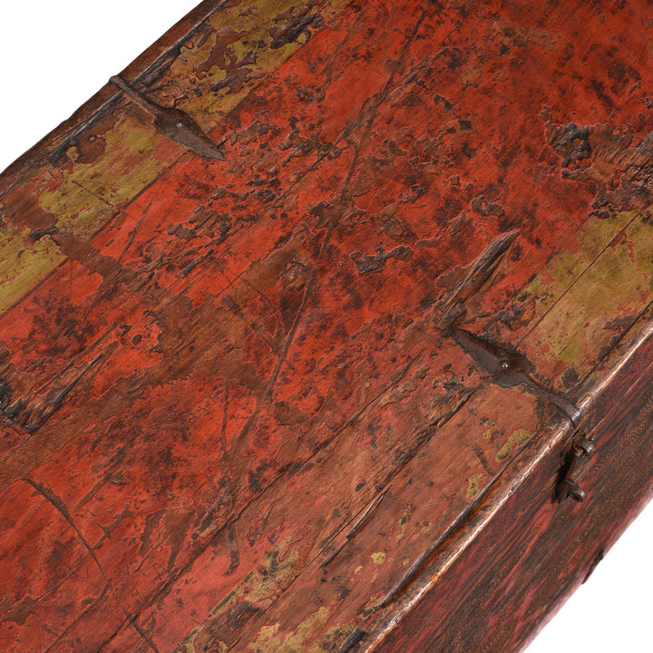 Surface Of Painted Tibetan 'Double Dragon' Storage Chest - 17thC | Indigo Antiques