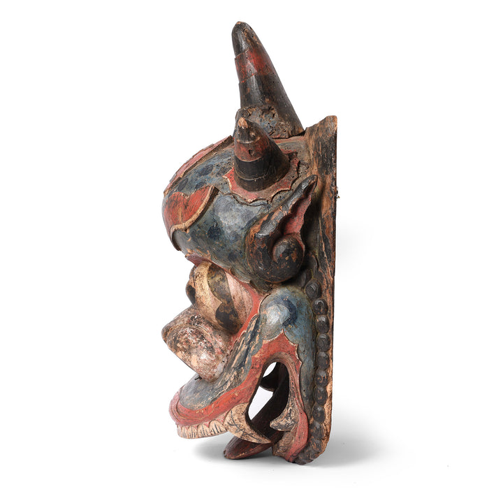 Side View Of Polychrome Tiger/Lion Nuo Mask From Shanxi - 19thC | Indigo Antiques