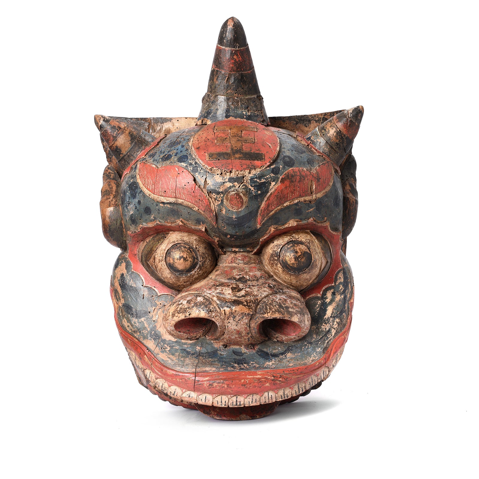 Polychrome Tiger/Lion Nuo Mask From Shanxi - 19thC | Indigo Antiques