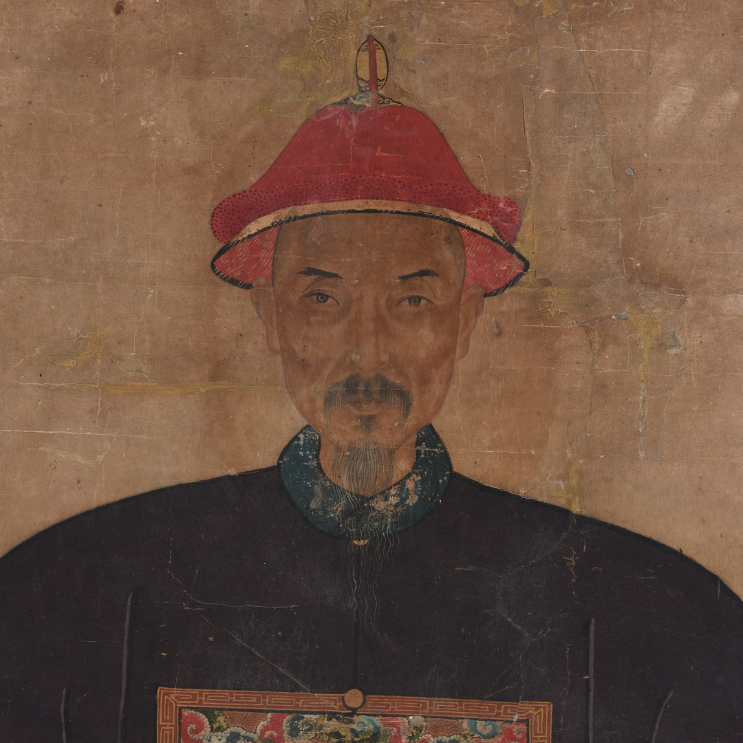 Detail From Ancestor Painting - Watercolour on Paper - 19thC | Indigo Antiques