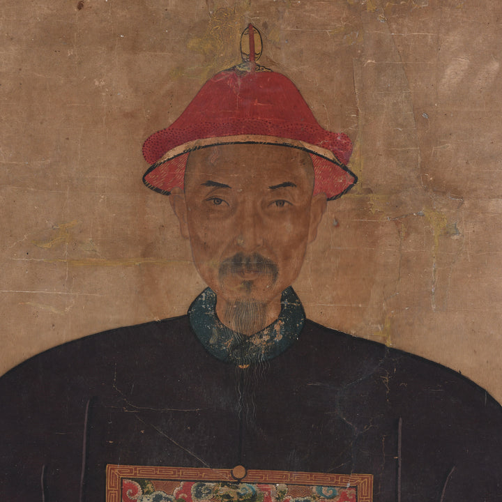 Detail From Ancestor Painting - Watercolour on Paper - 19thC | Indigo Antiques