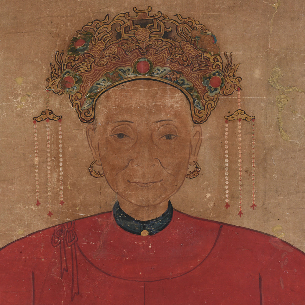 Detail Of Ancestor Painting - Watercolour on Paper - 19thC | Indigo Antiques
