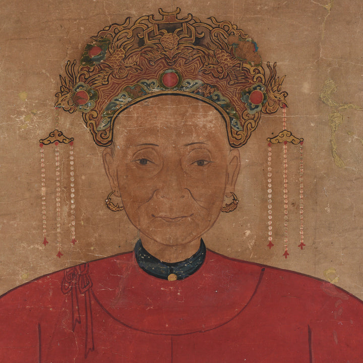Detail Of Ancestor Painting - Watercolour on Paper - 19thC | Indigo Antiques