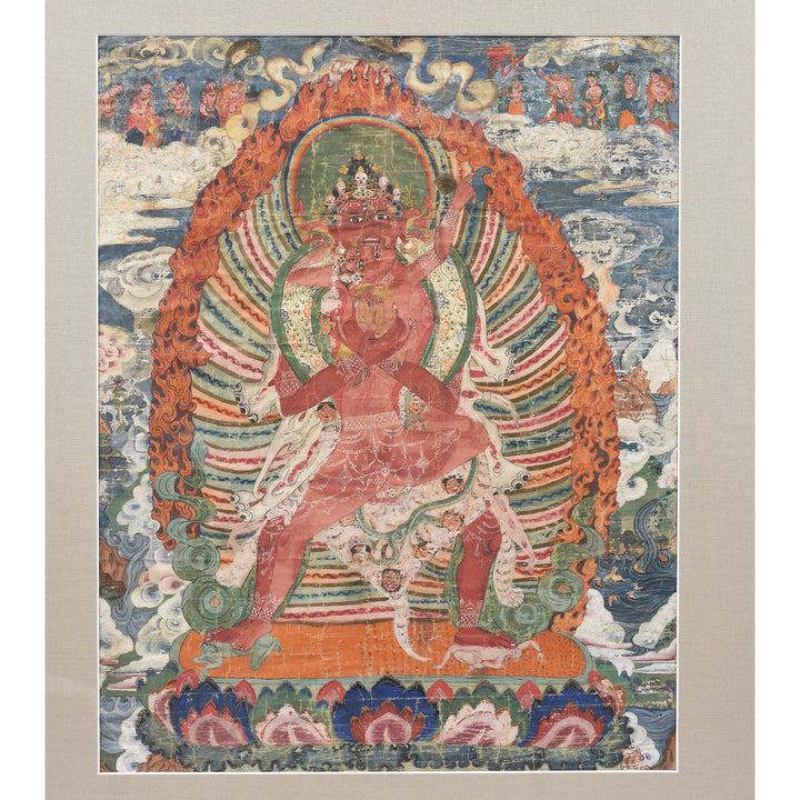 Tibetan Raktayamari & Vajravetali Thangka - 19thC | Indigo Antiques