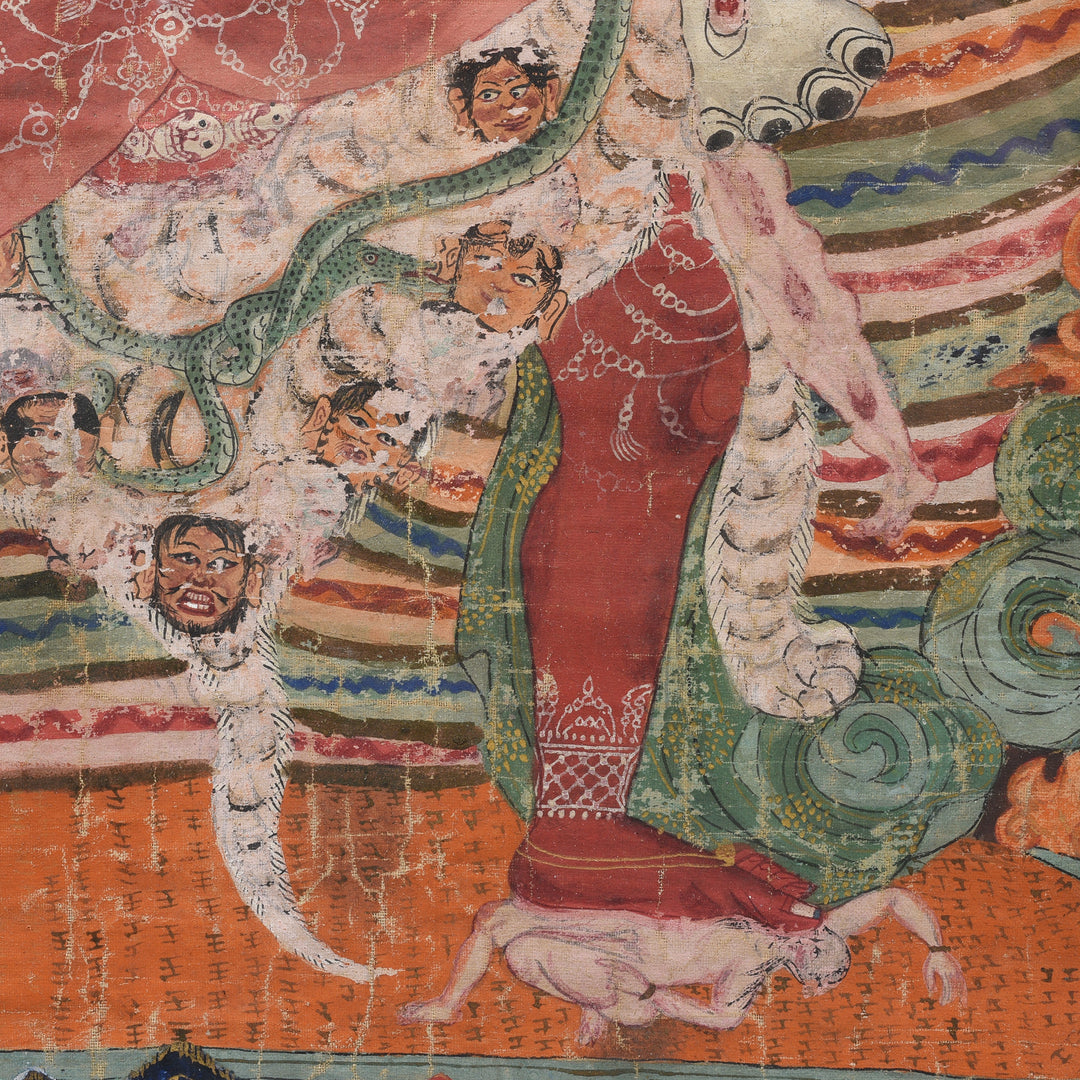 Detail From Tibetan Raktayamari & Vajravetali Thangka - 19thC | Indigo Antiques