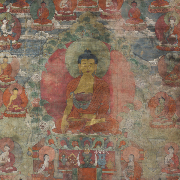 Tibetan Shakyamuni Buddha Thangka - 19thC