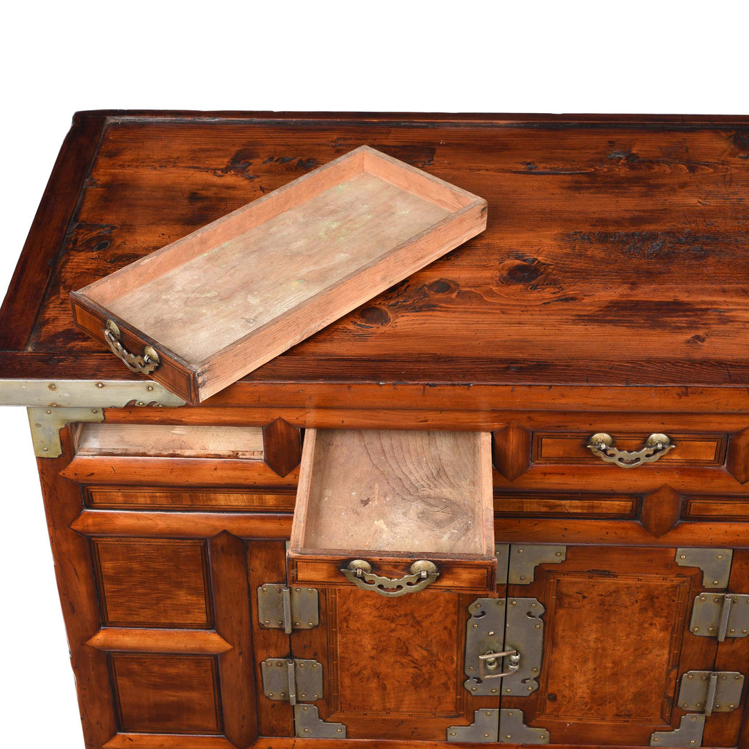 Drawers In Burr Elm Korean Morijang Side Cabinet - Early 20thC | Indigo Antiques