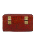 Gilt Red Lacquer Leather & Wood Document Box - Late 19thC