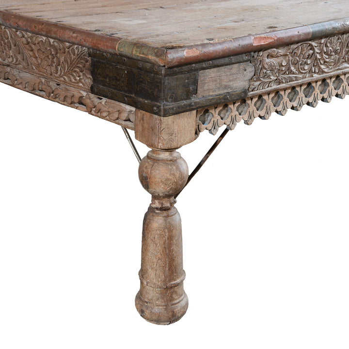 Leg Detail From Teak Takhat From Gujarat - 19thC | Indigo Antiques