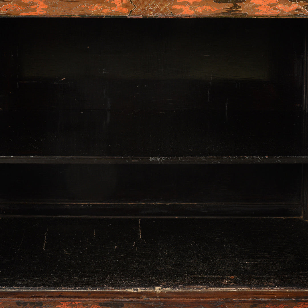 Open View of a Painted Japanese Style Side Cabinet - Ca 1930 | Indigo Antiques