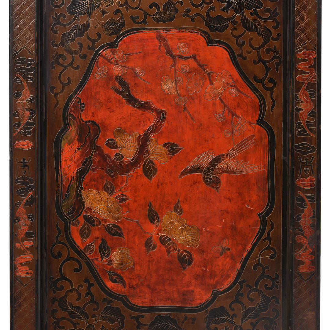 Textured Painting on a Painted Japanese Style Side Cabinet - Ca 1930 | Indigo Antiques