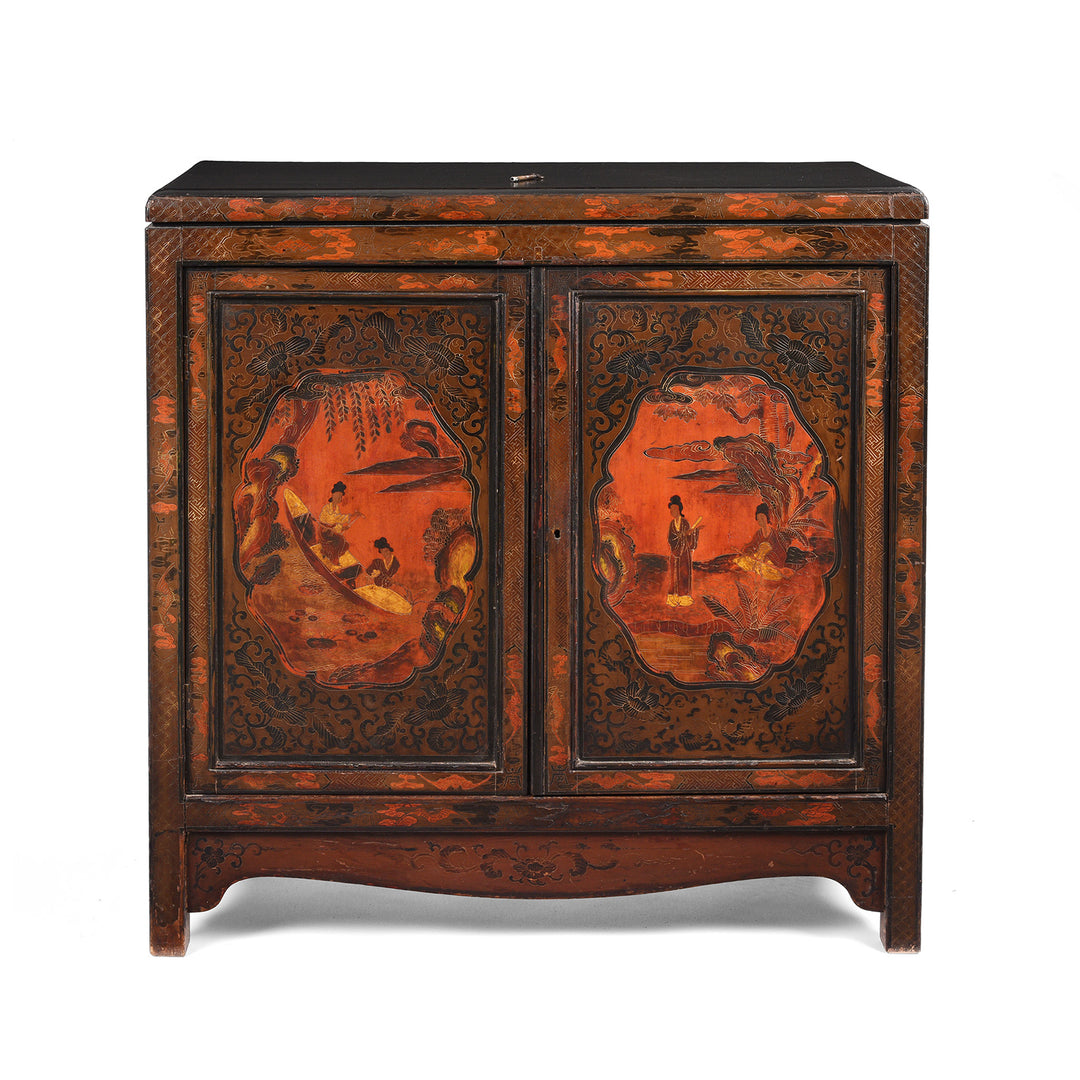 Painted Japanese Style Side Cabinet - Ca 1930 | Indigo Antiques