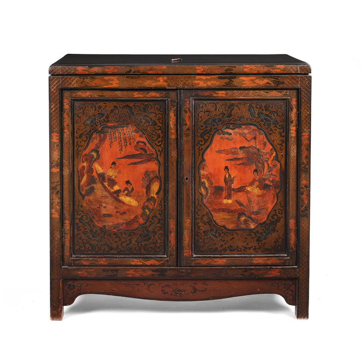 Painted Japanese Style Side Cabinet - Ca 1930 | Indigo Antiques