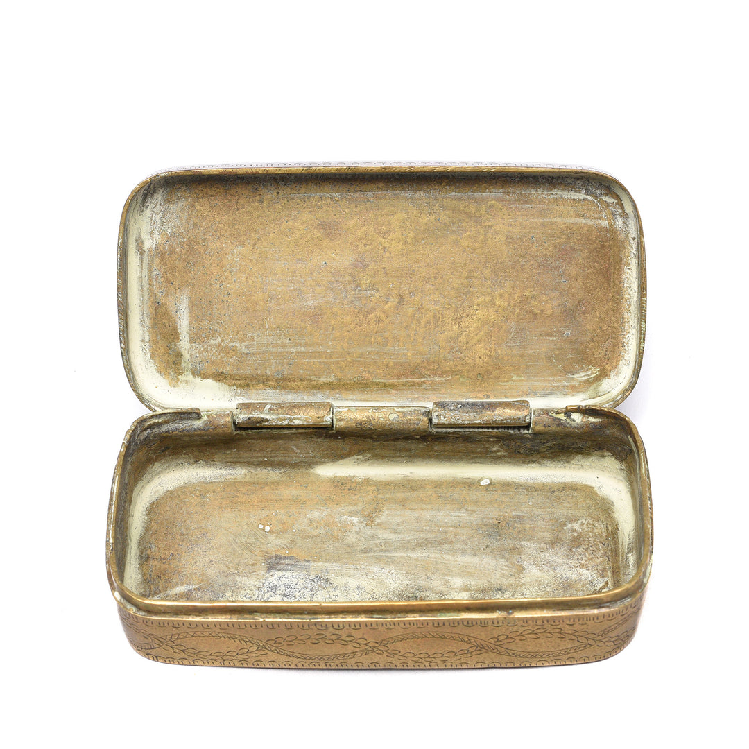 Interior Of Antique Brass Paan (Betelnut) Box from Indonesia Circa  - 19thC | Indigo Antiques