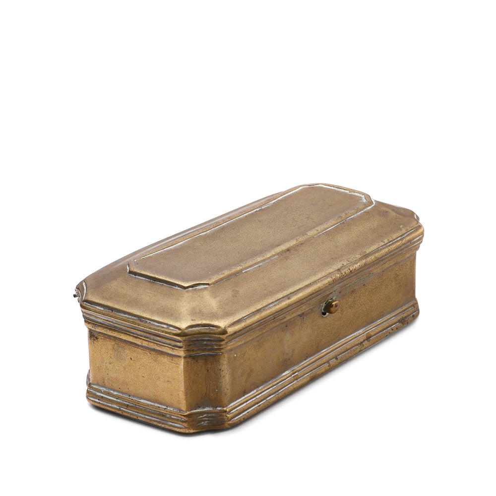 Angled View Of Antique Brass Paan (Betelnut) Box from Rajasthan Circa  - 19th Century | Indigo Antiques