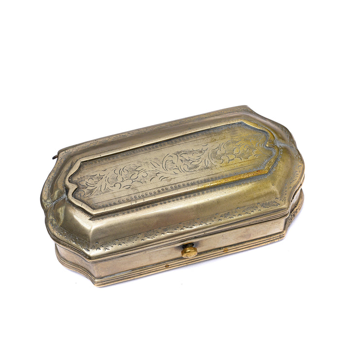 Top Down View Of Antique Brass Paan (Betelnut) Box from Rajasthan Circa  - 19th Century | Indigo Antiques