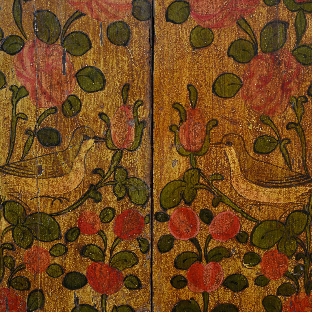 Bird Painting Detail From Old Indian Window From Madhya Pradesh -19thC | Indigo Antiques