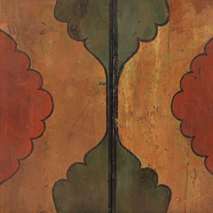 Reverse Paintwork Detail From Old Indian Window From Madhya Pradesh -19thC | Indigo Antiques